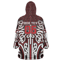Custom Aotearoa Ngapuhi Wearable Blanket Hoodie Maori Tribal Pattern Mix Poutama