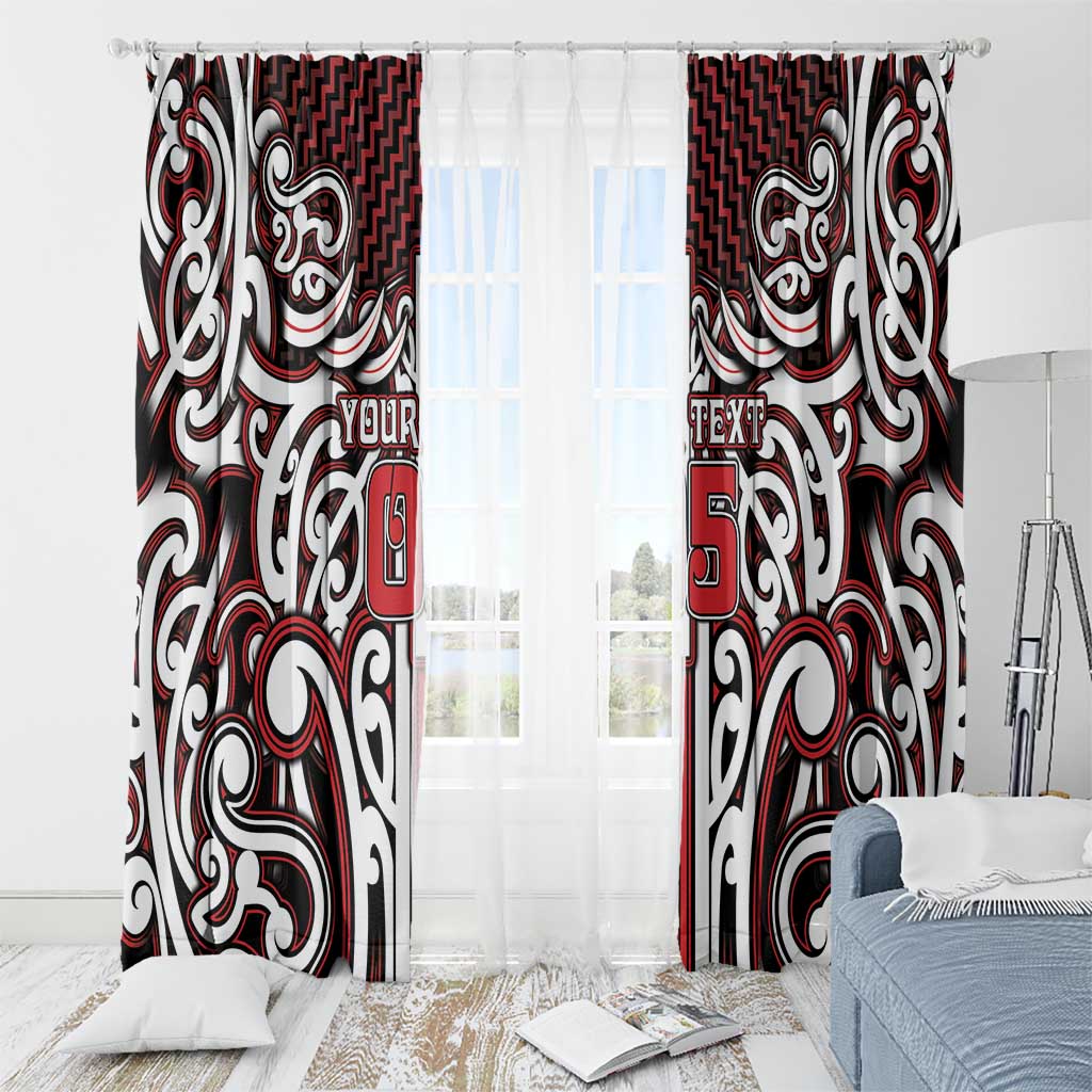Custom Aotearoa Ngapuhi Window Curtain Maori Tribal Pattern Mix Poutama