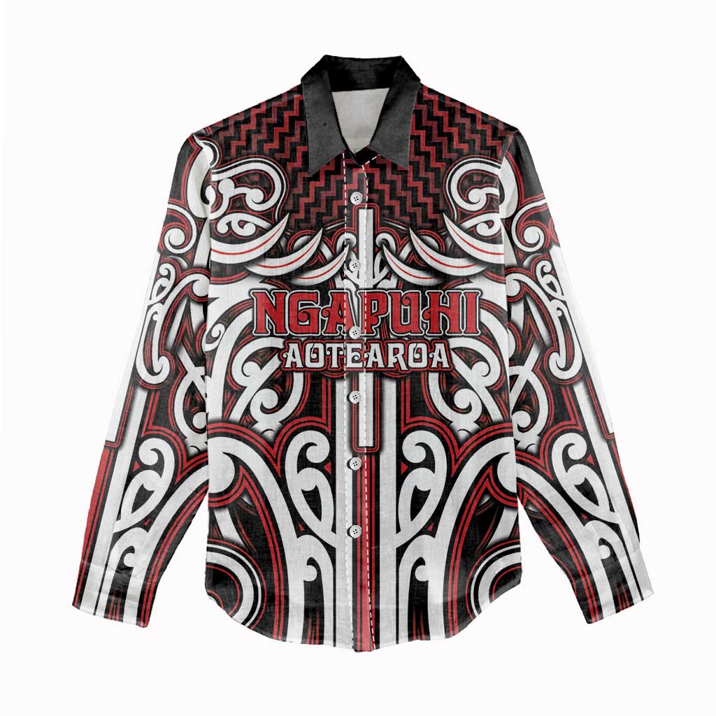 Custom Aotearoa Ngapuhi Women Casual Shirt Maori Tribal Pattern Mix Poutama LT05 - Polynesian Pride