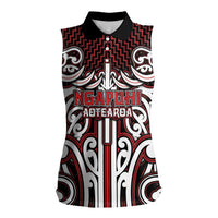 Custom Aotearoa Ngapuhi Women Sleeveless Polo Shirt Maori Tribal Pattern Mix Poutama