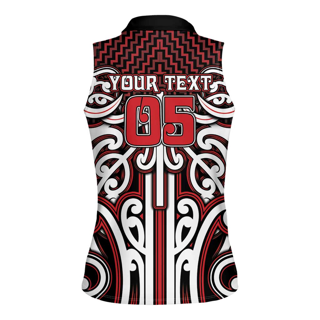 Custom Aotearoa Ngapuhi Women Sleeveless Polo Shirt Maori Tribal Pattern Mix Poutama