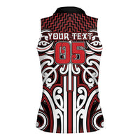 Custom Aotearoa Ngapuhi Women Sleeveless Polo Shirt Maori Tribal Pattern Mix Poutama