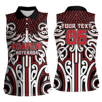 Custom Aotearoa Ngapuhi Women Sleeveless Polo Shirt Maori Tribal Pattern Mix Poutama