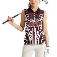Custom Aotearoa Ngapuhi Women Sleeveless Polo Shirt Maori Tribal Pattern Mix Poutama