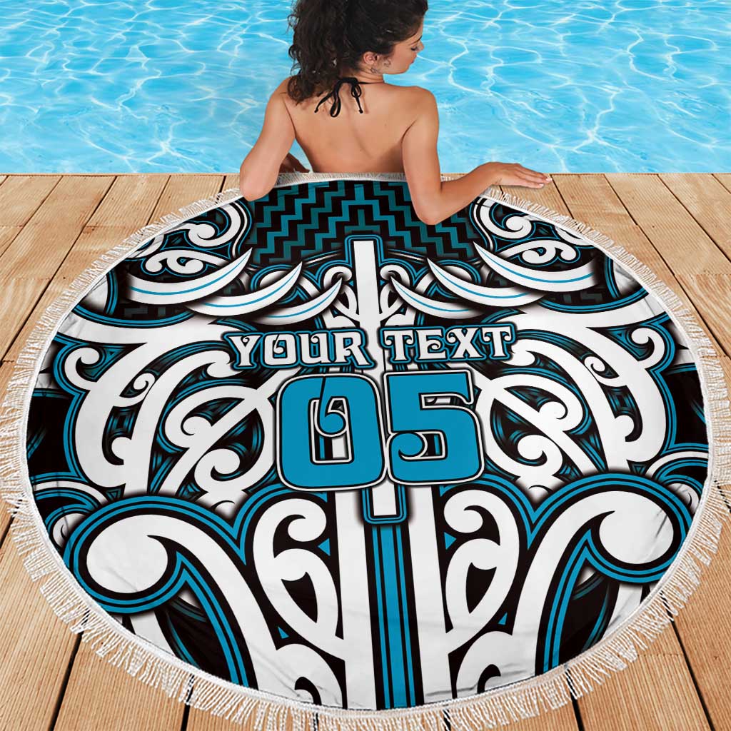 Custom Aotearoa Ngati Porou Beach Blanket Maori Tribal Pattern Mix Poutama