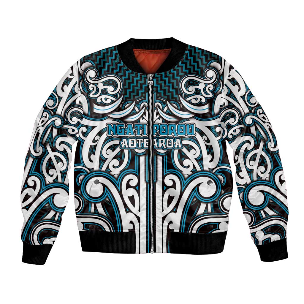 Custom Aotearoa Ngati Porou Bomber Jacket Maori Tribal Pattern Mix Poutama