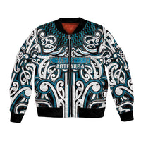 Custom Aotearoa Ngati Porou Bomber Jacket Maori Tribal Pattern Mix Poutama