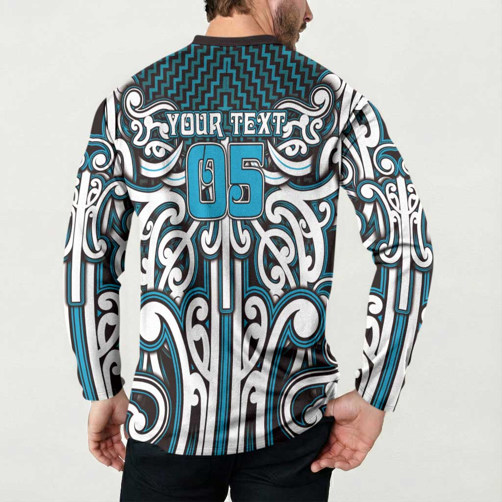Custom Aotearoa Ngati Porou Button Sweatshirt Maori Tribal Pattern Mix Poutama