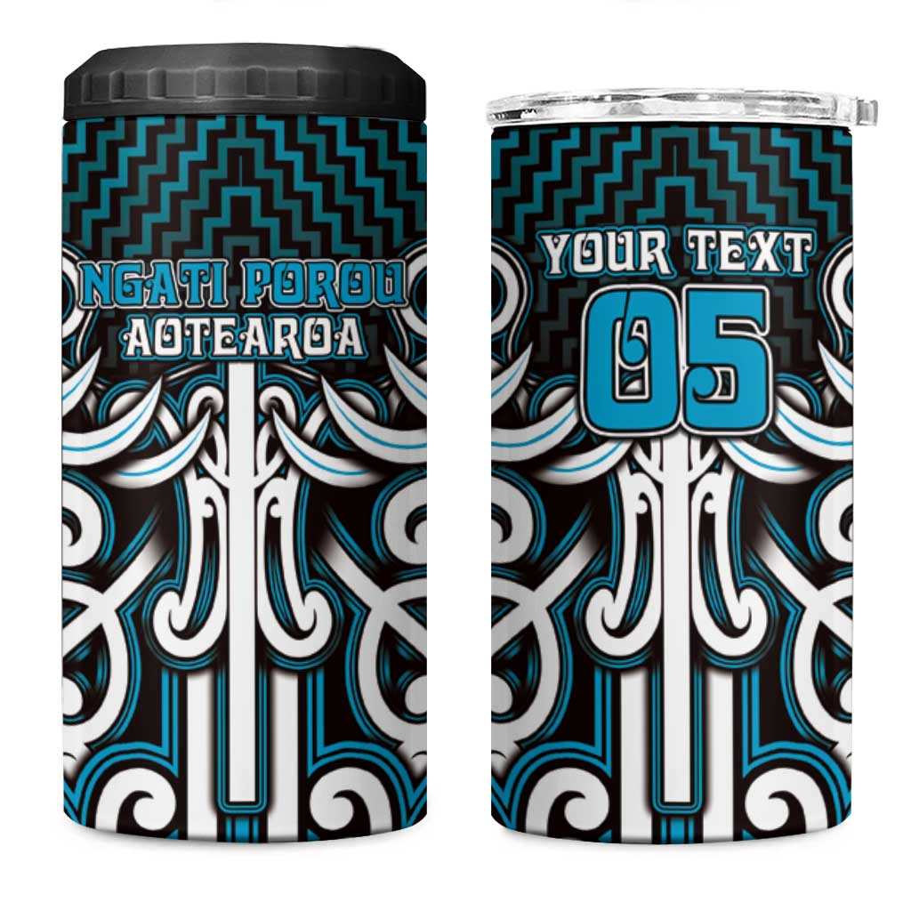 Custom Aotearoa Ngati Porou 4 in 1 Can Cooler Tumbler Maori Tribal Pattern Mix Poutama LT05 One Size: 16 oz Blue - Polynesian Pride