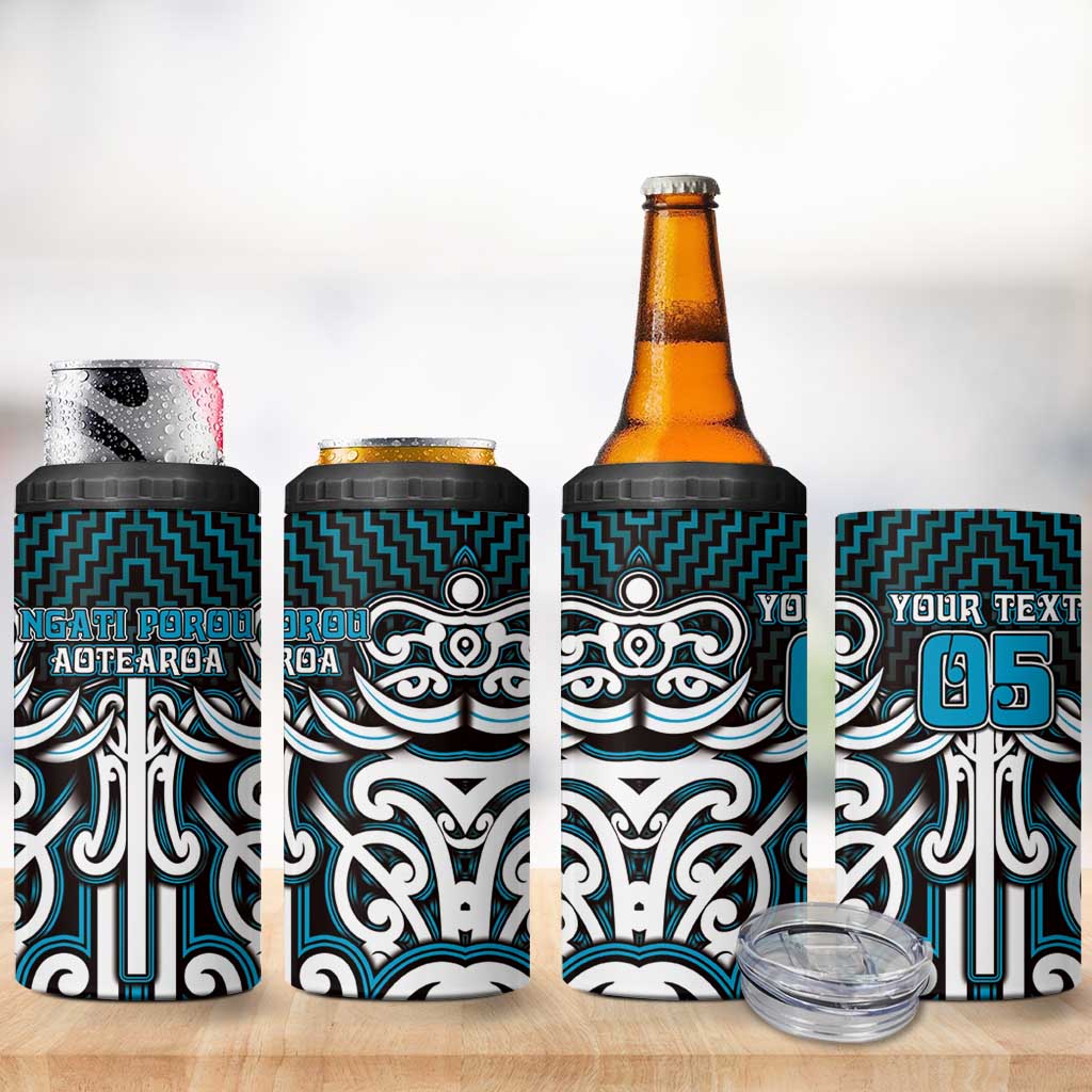 Custom Aotearoa Ngati Porou 4 in 1 Can Cooler Tumbler Maori Tribal Pattern Mix Poutama LT05 - Polynesian Pride