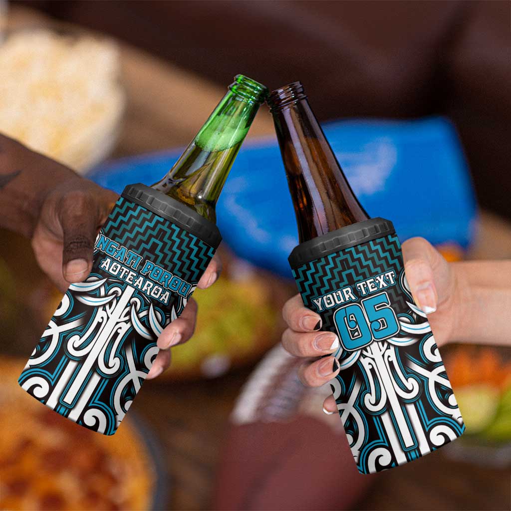 Custom Aotearoa Ngati Porou 4 in 1 Can Cooler Tumbler Maori Tribal Pattern Mix Poutama LT05 - Polynesian Pride
