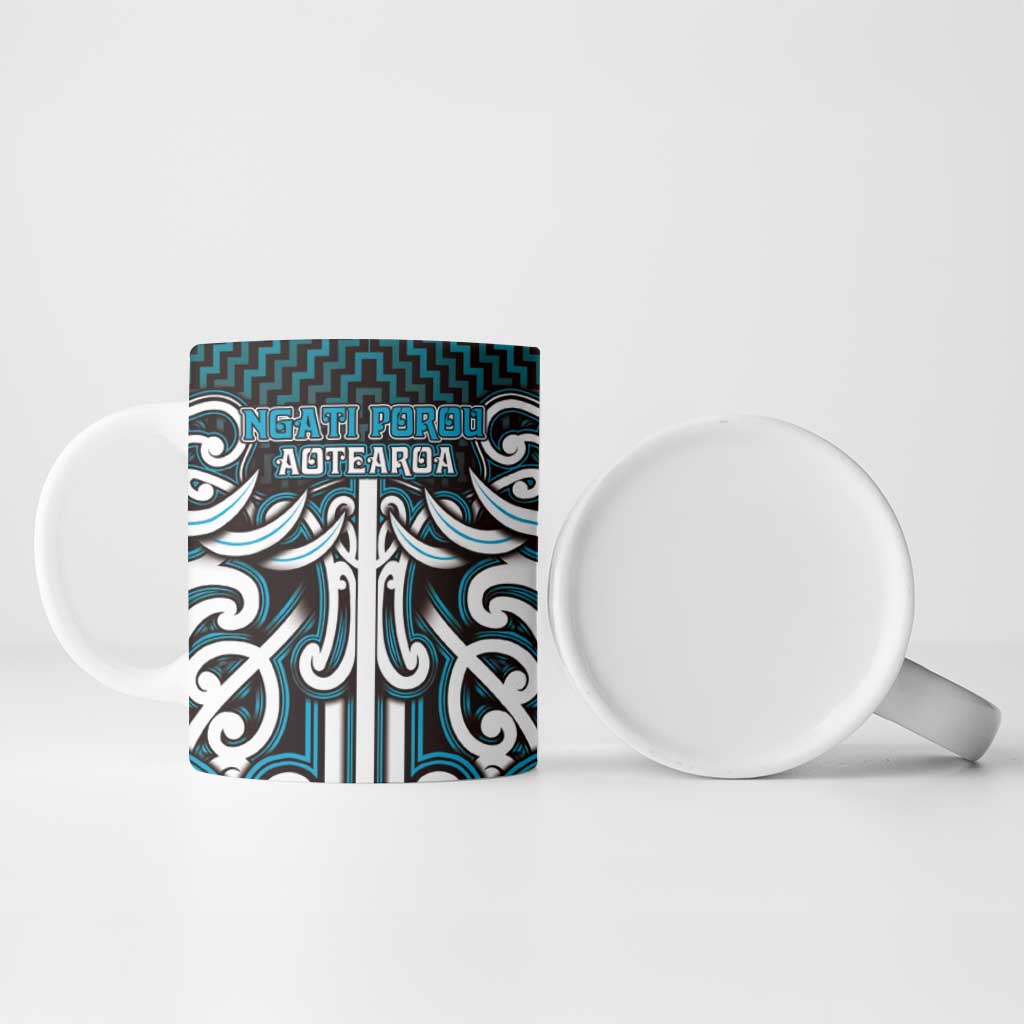 Custom Aotearoa Ngati Porou Ceramic Mug Maori Tribal Pattern Mix Poutama