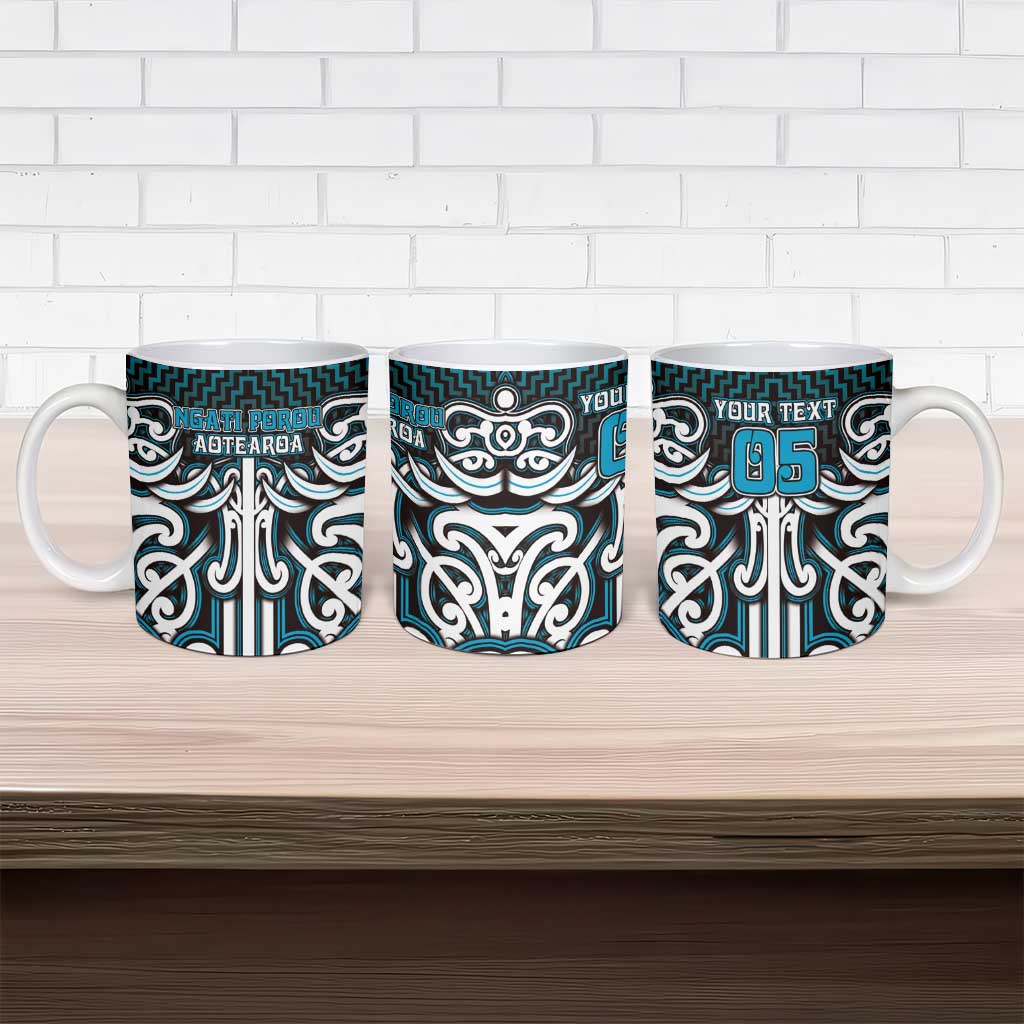 Custom Aotearoa Ngati Porou Ceramic Mug Maori Tribal Pattern Mix Poutama