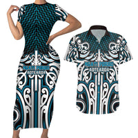 Custom Aotearoa Ngati Porou Couples Matching Short Sleeve Bodycon Dress and Hawaiian Shirt Maori Tribal Pattern Mix Poutama