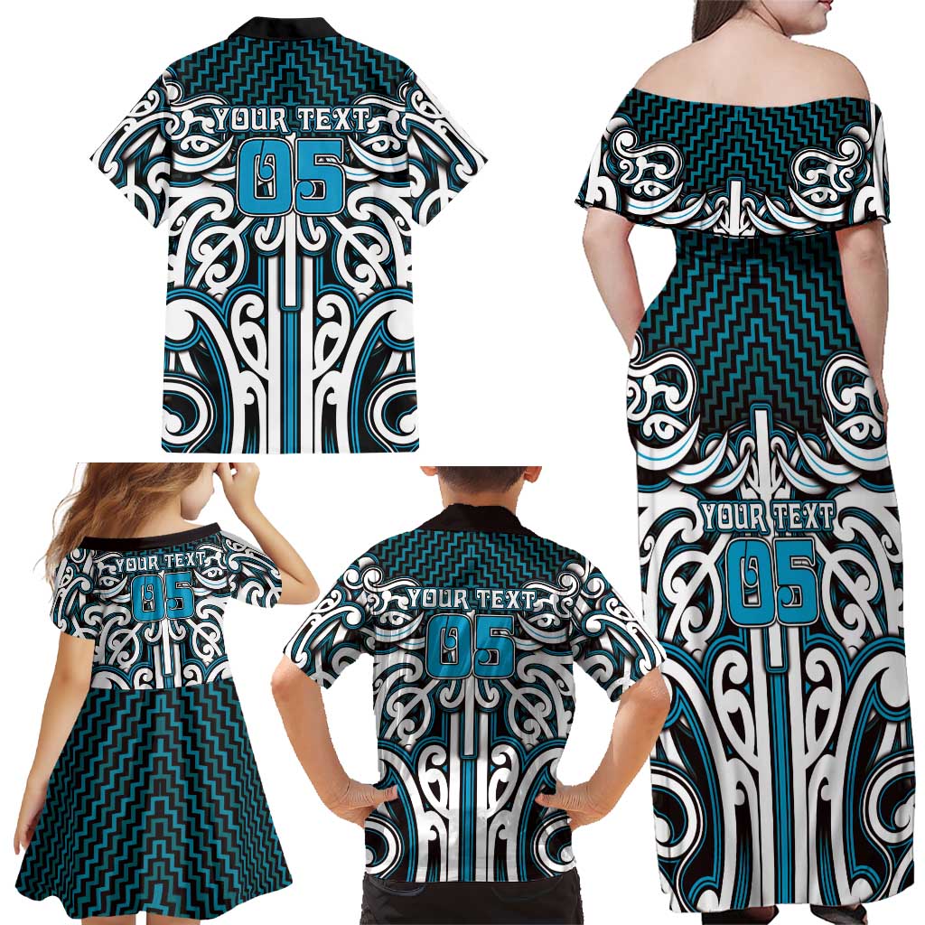 Custom Aotearoa Ngati Porou Family Matching Off Shoulder Maxi Dress and Hawaiian Shirt Maori Tribal Pattern Mix Poutama LT05 - Polynesian Pride