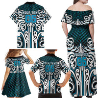 Custom Aotearoa Ngati Porou Family Matching Off Shoulder Maxi Dress and Hawaiian Shirt Maori Tribal Pattern Mix Poutama LT05 - Polynesian Pride