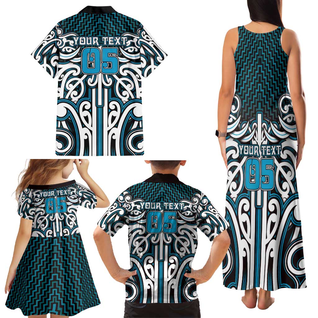 Custom Aotearoa Ngati Porou Family Matching Tank Maxi Dress and Hawaiian Shirt Maori Tribal Pattern Mix Poutama LT05 - Polynesian Pride