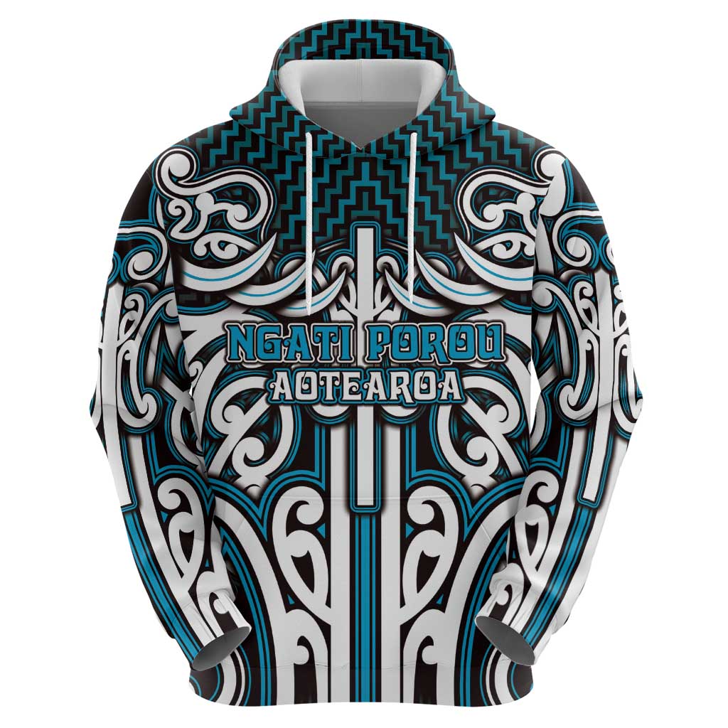 Custom Aotearoa Ngati Porou Hoodie Maori Tribal Pattern Mix Poutama