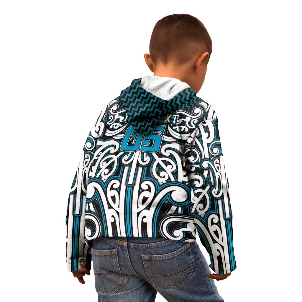 Custom Aotearoa Ngati Porou Kid Hoodie Maori Tribal Pattern Mix Poutama