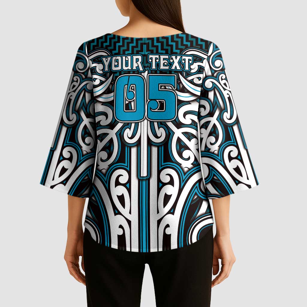 Custom Aotearoa Ngati Porou Kimono Sleeve Blouse Maori Tribal Pattern Mix Poutama