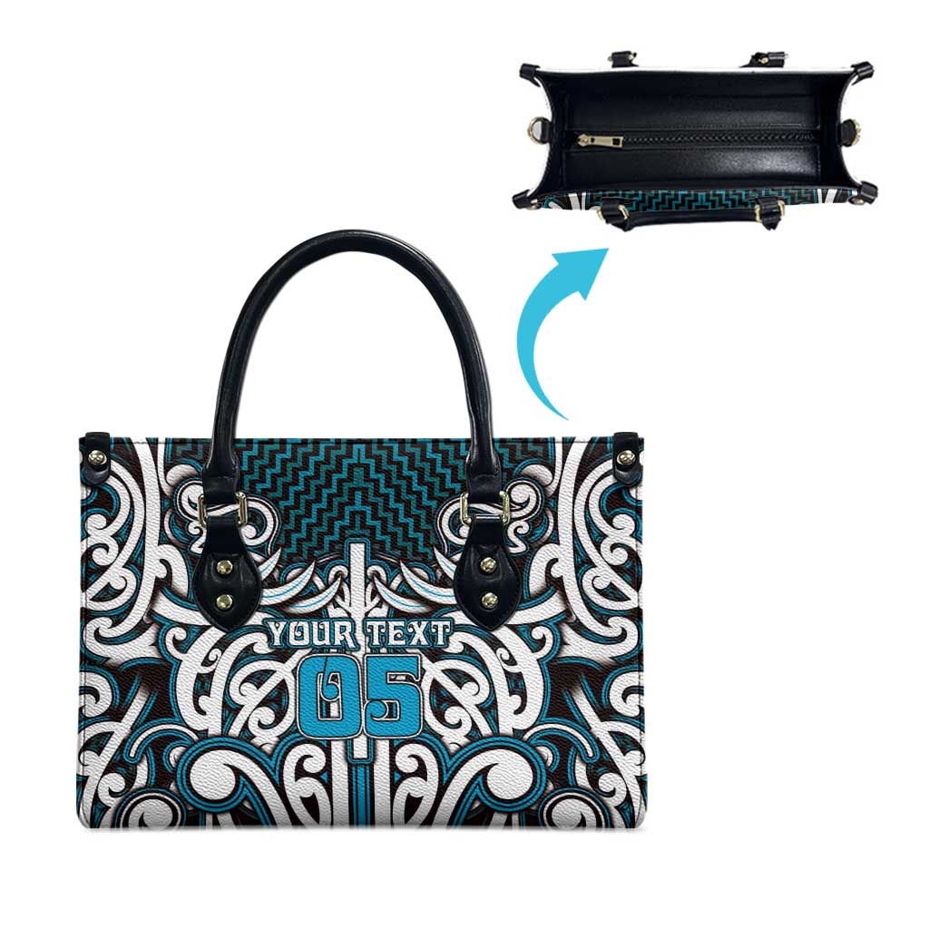 Custom Aotearoa Ngati Porou Leather Bag Maori Tribal Pattern Mix Poutama