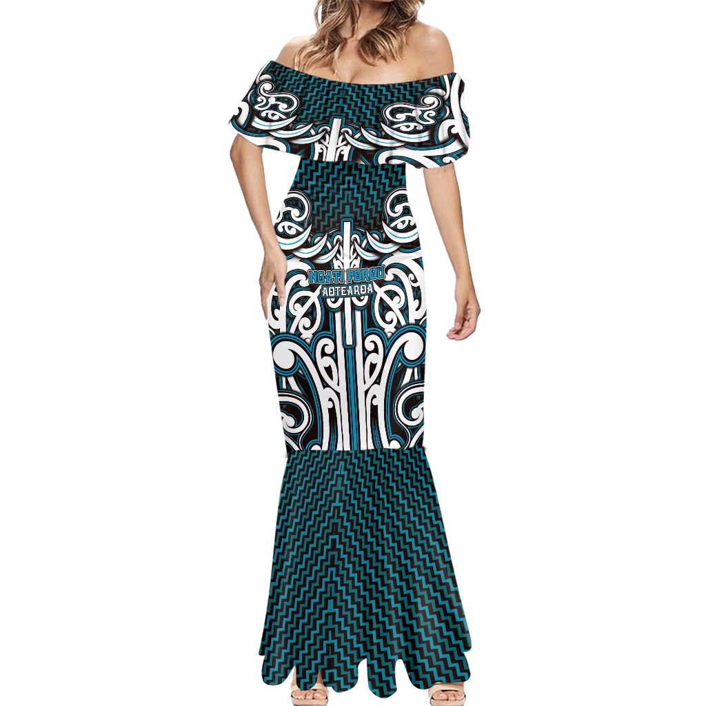 Custom Aotearoa Ngati Porou Mermaid Dress Maori Tribal Pattern Mix Poutama LT05 - Polynesian Pride