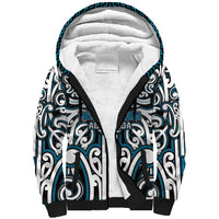 Custom Aotearoa Ngati Porou Sherpa Hoodie Maori Tribal Pattern Mix Poutama LT05 Unisex Blue - Polynesian Pride