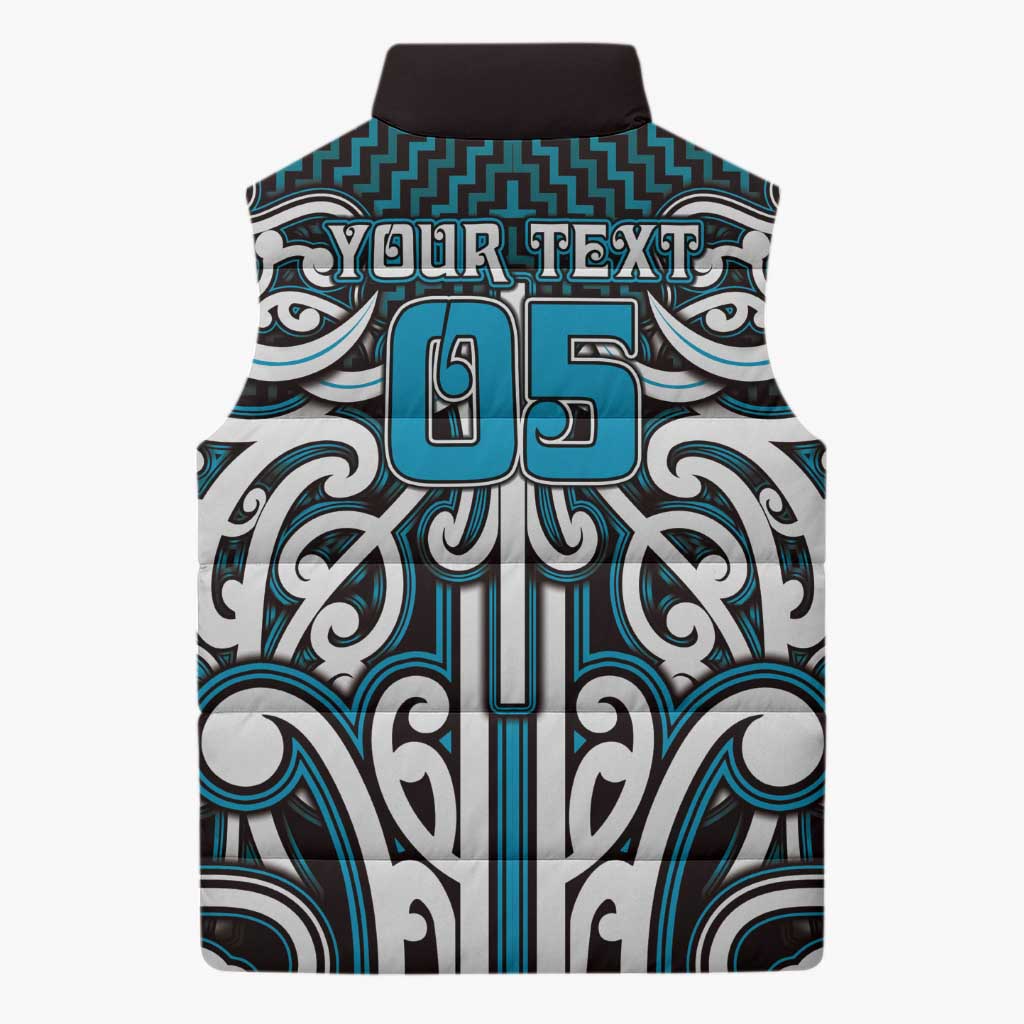 Custom Aotearoa Ngati Porou Sleeveless Puffer Jacket Maori Tribal Pattern Mix Poutama