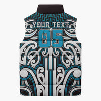 Custom Aotearoa Ngati Porou Sleeveless Puffer Jacket Maori Tribal Pattern Mix Poutama