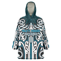 Custom Aotearoa Ngati Porou Wearable Blanket Hoodie Maori Tribal Pattern Mix Poutama LT05 One Size Blue - Polynesian Pride