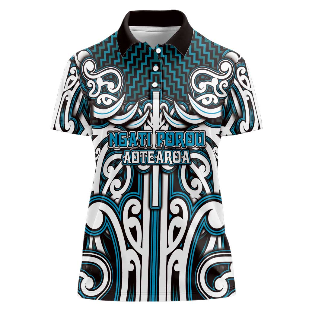 Custom Aotearoa Ngati Porou Women Polo Shirt Maori Tribal Pattern Mix Poutama