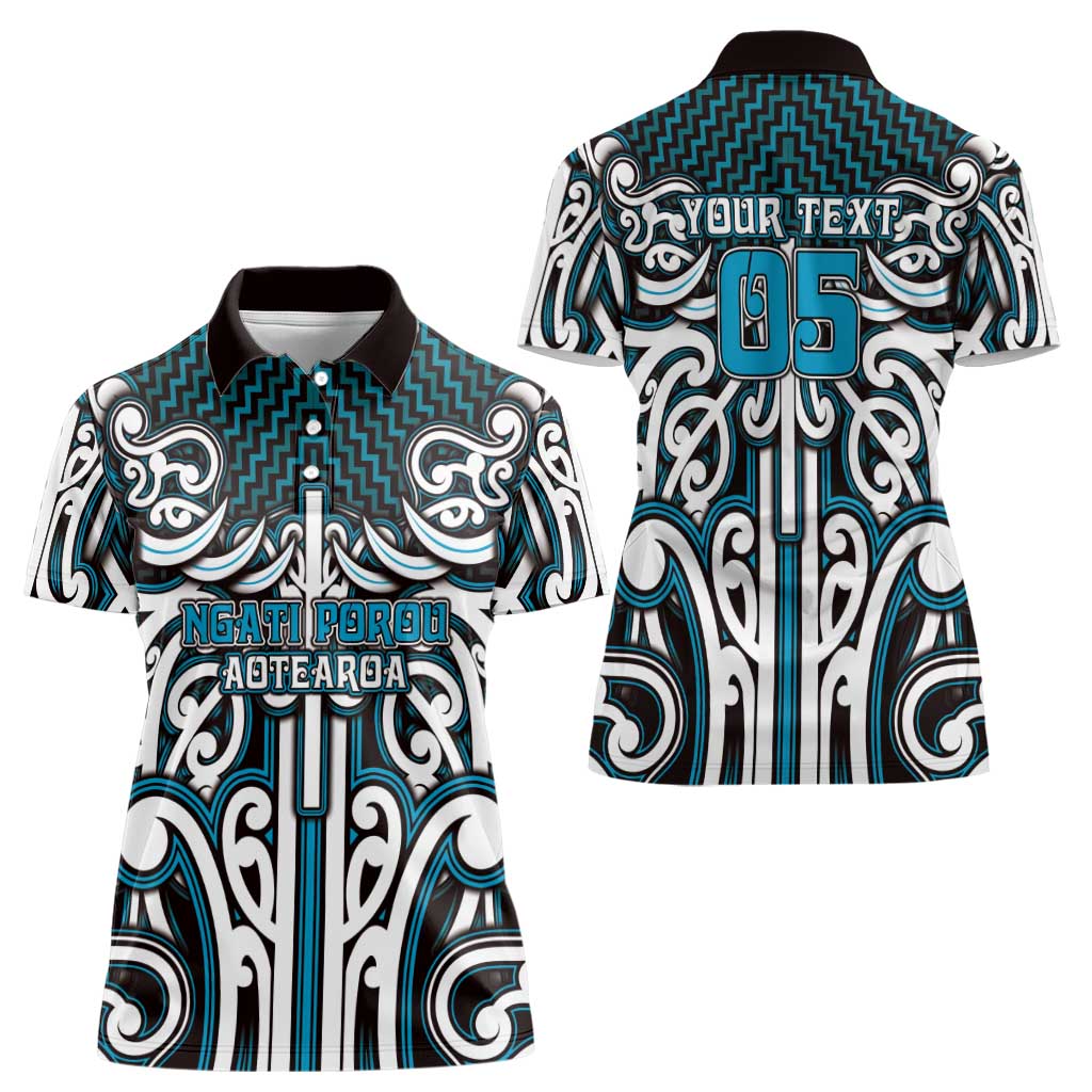 Custom Aotearoa Ngati Porou Women Polo Shirt Maori Tribal Pattern Mix Poutama