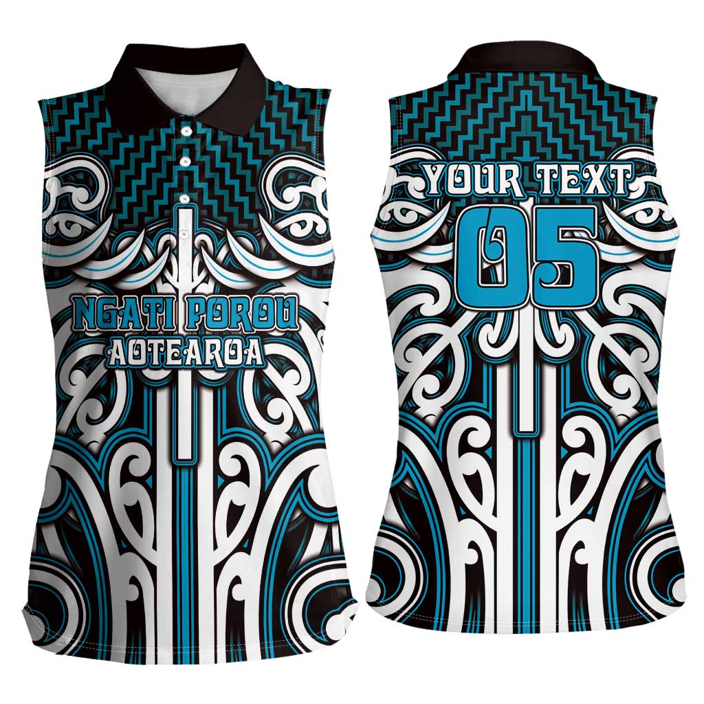 Custom Aotearoa Ngati Porou Women Sleeveless Polo Shirt Maori Tribal Pattern Mix Poutama LT05 - Polynesian Pride