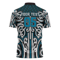 Custom Aotearoa Ngati Porou Zipper Polo Shirt Maori Tribal Pattern Mix Poutama