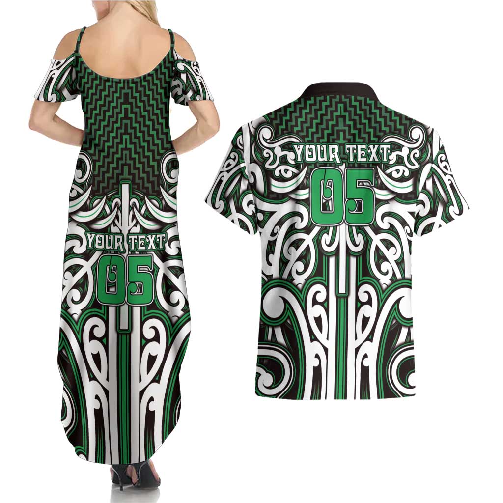 Custom Aotearoa Ngai Tahu Couples Matching Summer Maxi Dress and Hawaiian Shirt Maori Tribal Pattern Mix Poutama LT05 - Polynesian Pride