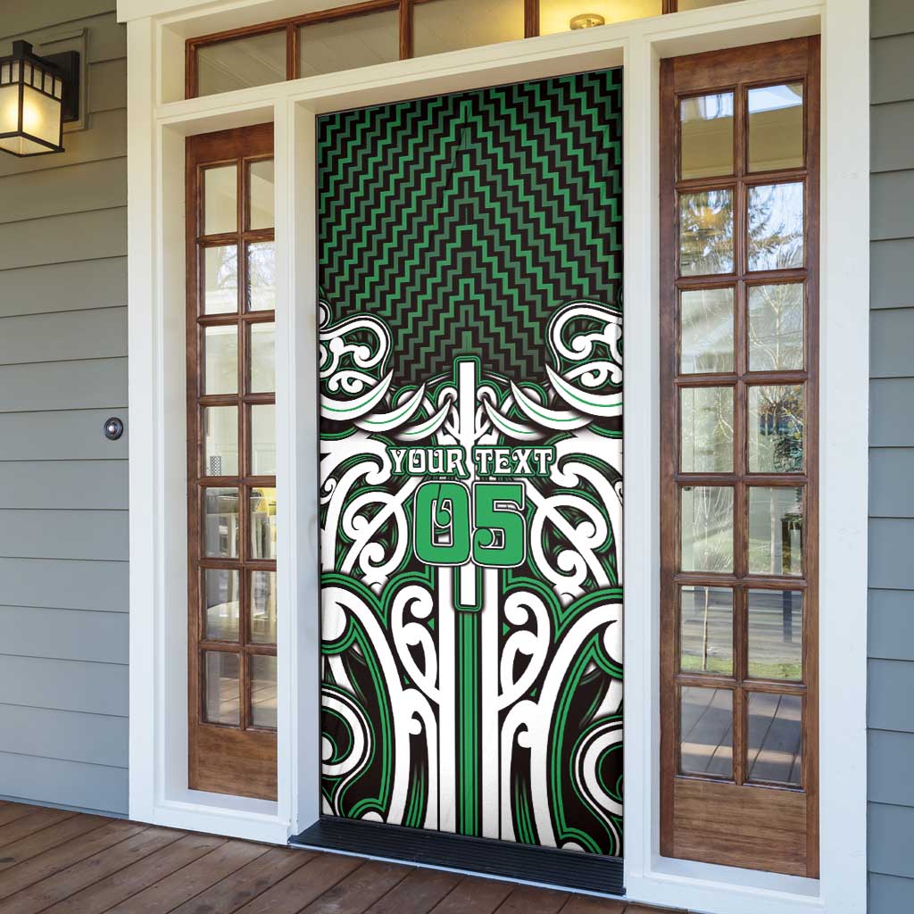 Custom Aotearoa Ngai Tahu Door Cover Maori Tribal Pattern Mix Poutama