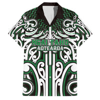 Custom Aotearoa Ngai Tahu Family Matching Off The Shoulder Long Sleeve Dress and Hawaiian Shirt Maori Tribal Pattern Mix Poutama LT05 Dad's Shirt - Short Sleeve Green - Polynesian Pride