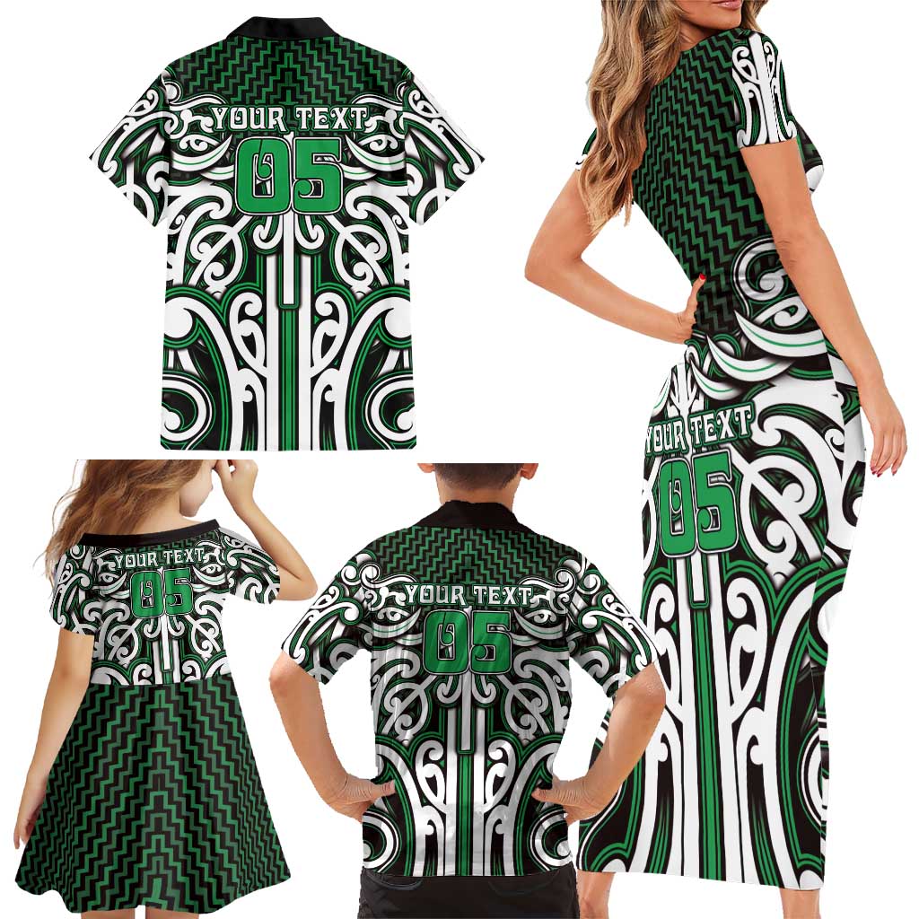 Custom Aotearoa Ngai Tahu Family Matching Short Sleeve Bodycon Dress and Hawaiian Shirt Maori Tribal Pattern Mix Poutama LT05 - Polynesian Pride