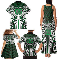 Custom Aotearoa Ngai Tahu Family Matching Tank Maxi Dress and Hawaiian Shirt Maori Tribal Pattern Mix Poutama