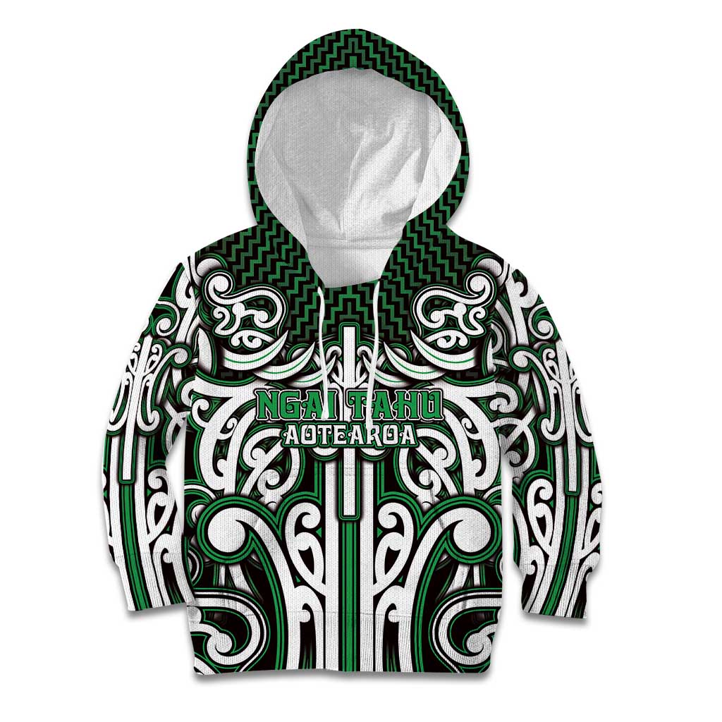 Custom Aotearoa Ngai Tahu Kid Hoodie Maori Tribal Pattern Mix Poutama
