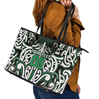 Custom Aotearoa Ngai Tahu Leather Tote Bag Maori Tribal Pattern Mix Poutama