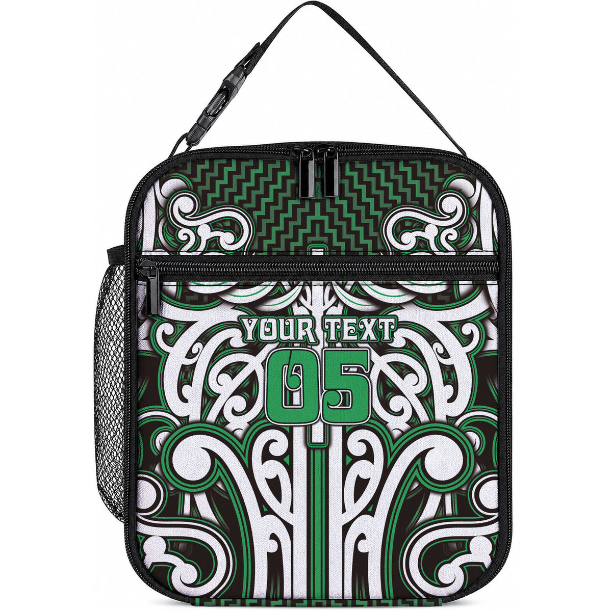 Custom Aotearoa Ngai Tahu Lunch Bag Maori Tribal Pattern Mix Poutama LT05 10.2 × 8.3 × 4.3 inch Green - Polynesian Pride