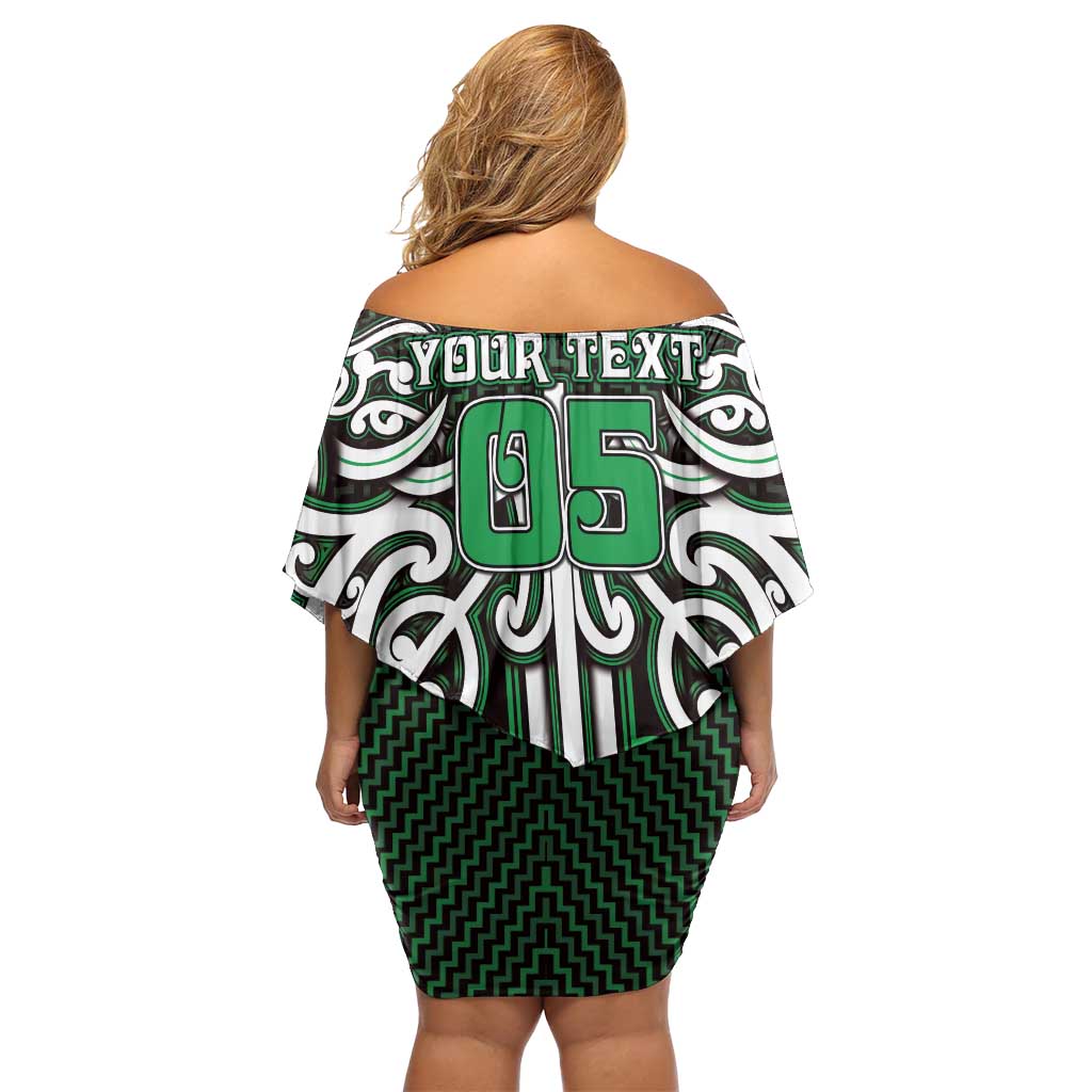 Custom Aotearoa Ngai Tahu Off Shoulder Short Dress Maori Tribal Pattern Mix Poutama