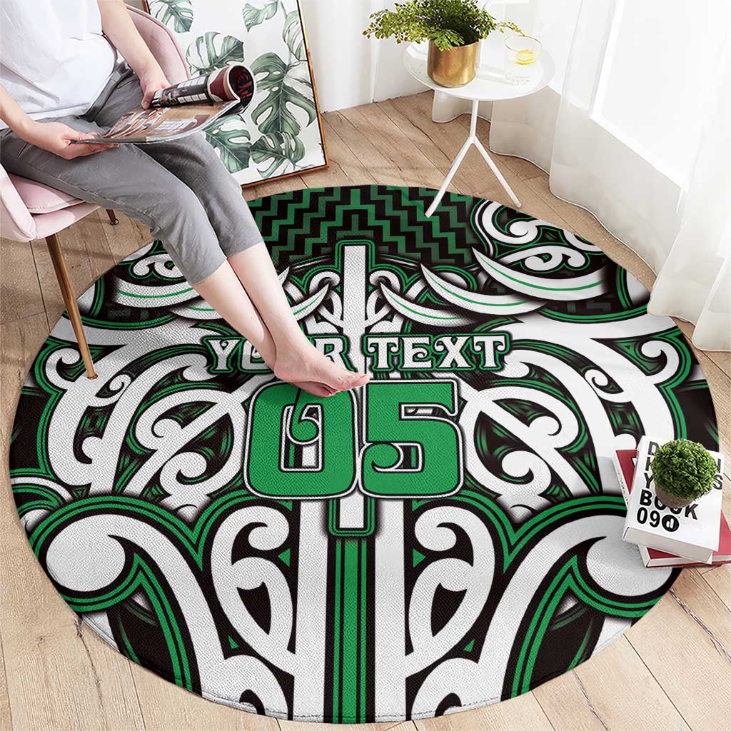 Custom Aotearoa Ngai Tahu Round Carpet Maori Tribal Pattern Mix Poutama