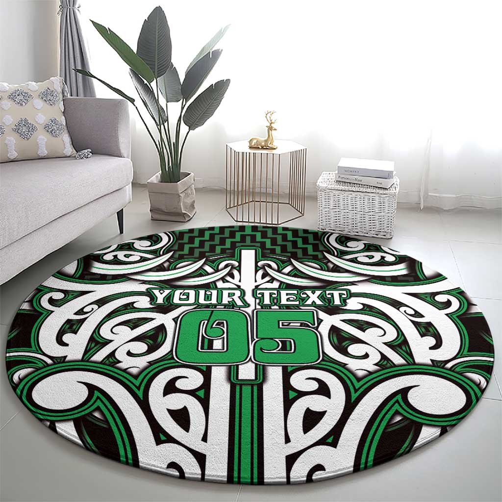 Custom Aotearoa Ngai Tahu Round Carpet Maori Tribal Pattern Mix Poutama