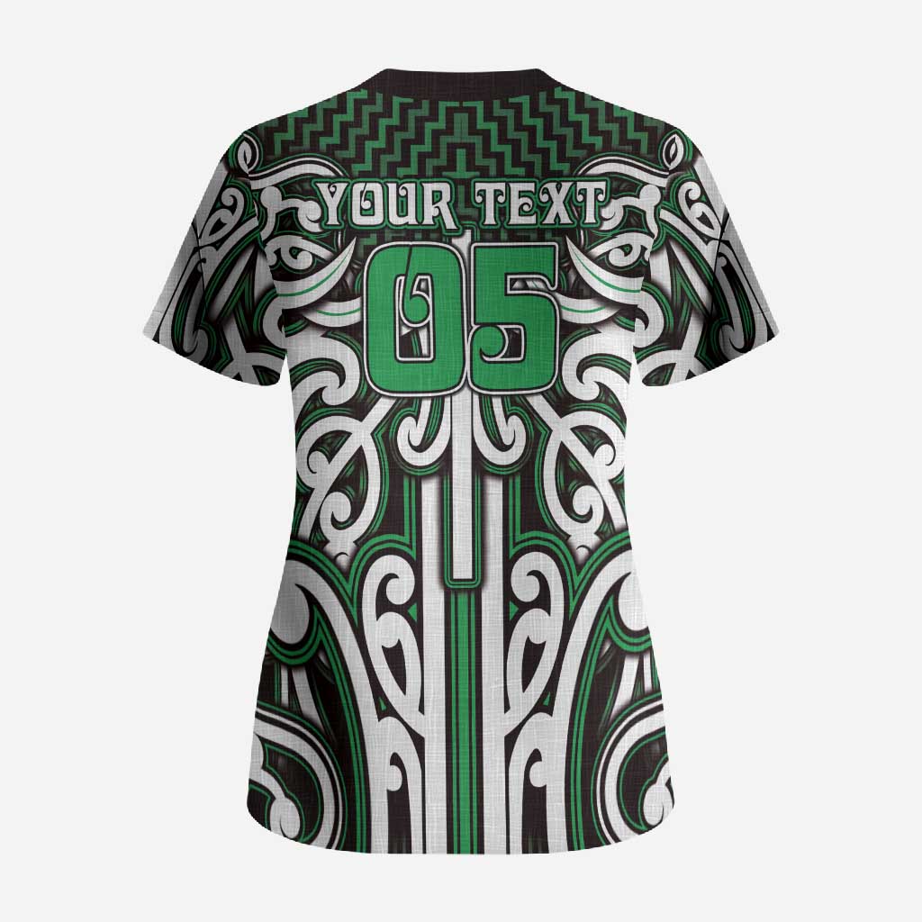 Custom Aotearoa Ngai Tahu Scrub Top Maori Tribal Pattern Mix Poutama