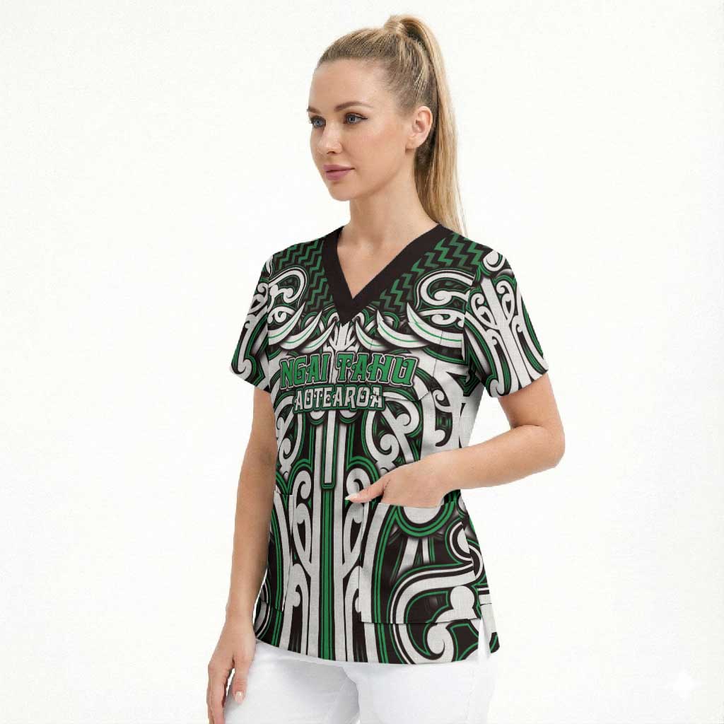 Custom Aotearoa Ngai Tahu Scrub Top Maori Tribal Pattern Mix Poutama