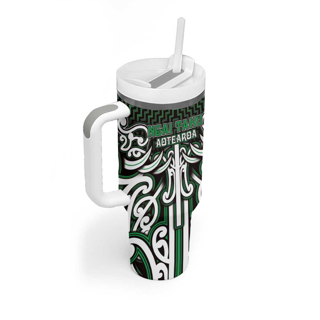 Custom Aotearoa Ngai Tahu Tumbler With Handle Maori Tribal Pattern Mix Poutama