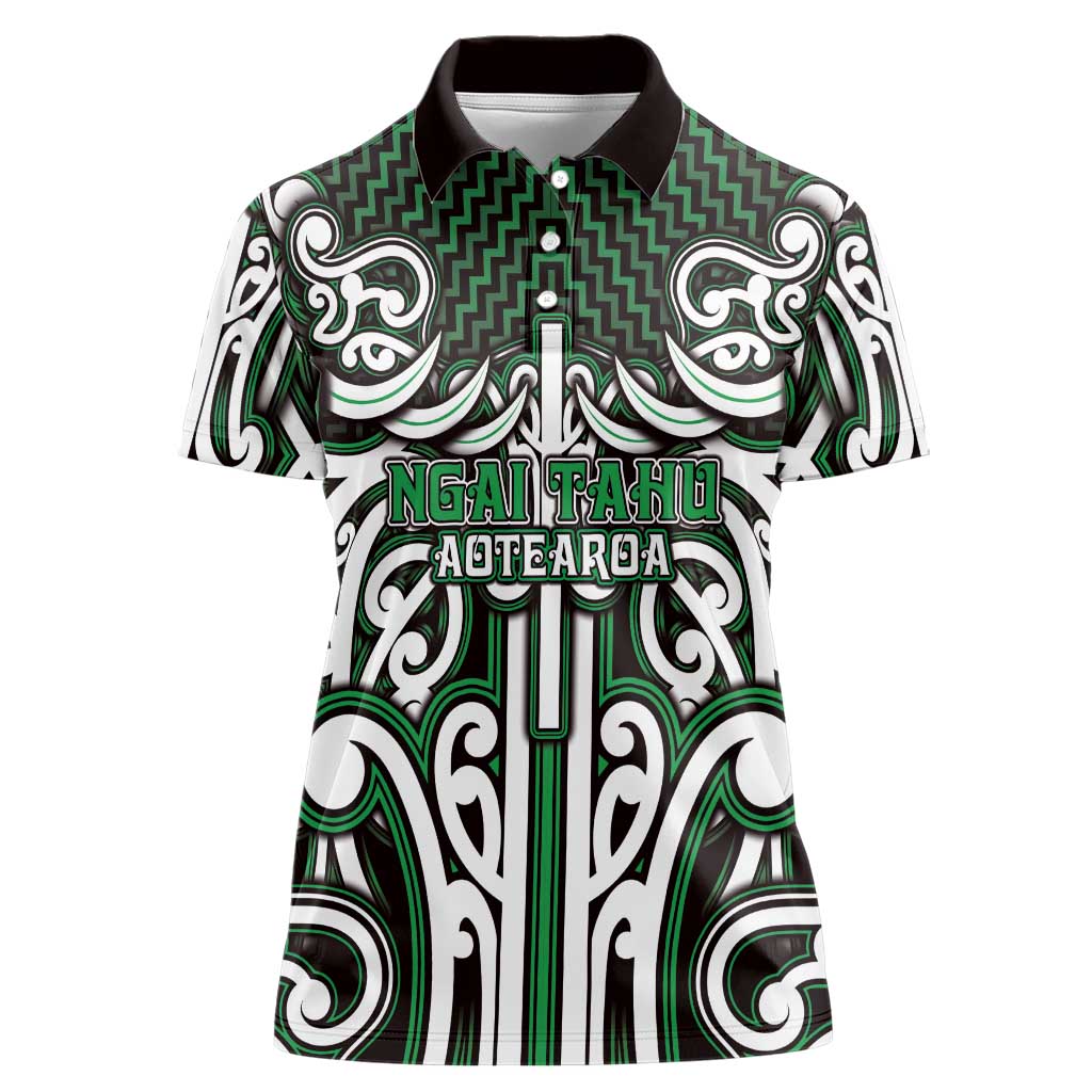 Custom Aotearoa Ngai Tahu Women Polo Shirt Maori Tribal Pattern Mix Poutama