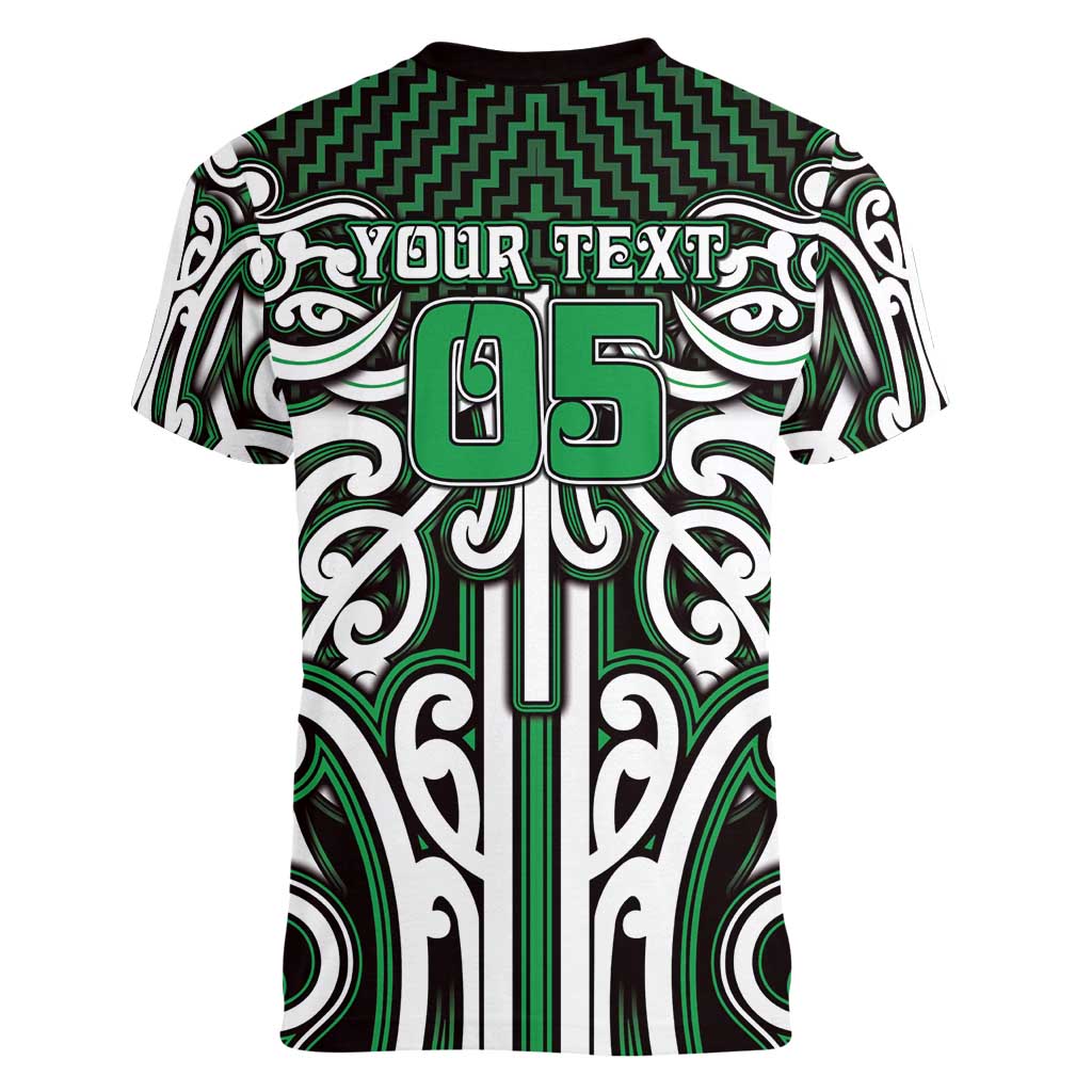 Custom Aotearoa Ngai Tahu Women V-Neck T-Shirt Maori Tribal Pattern Mix Poutama LT05 - Polynesian Pride